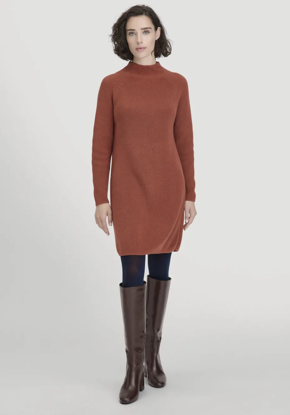 hessnatur Strick Kleid Regular aus reiner Bio-Baumwolle von rost Sale