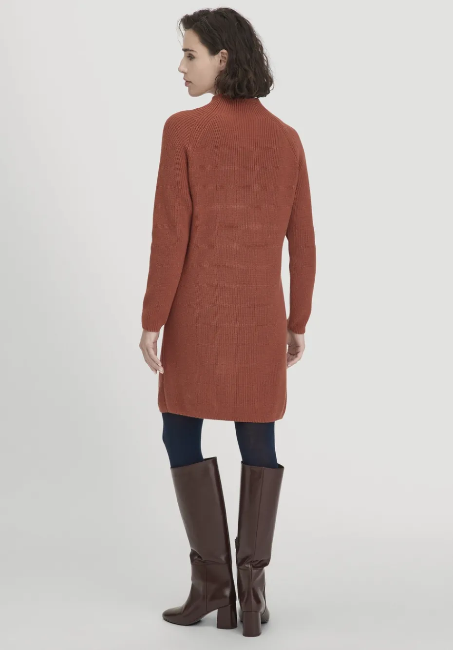 hessnatur Strick Kleid Regular aus reiner Bio-Baumwolle von rost Sale