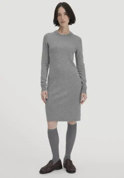 hessnatur Strick Kleid Regular aus Bio-Merinowolle mit Cashmere von grau Clearance