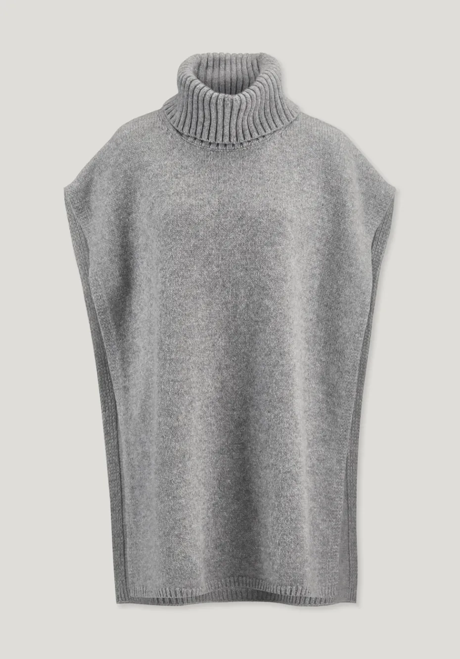 hessnatur Strick Poncho Pullover Oversize BETTER RECYCLING aus reiner Bio-Merinowolle von hellgrau Hot