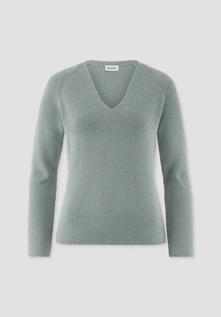 hessnatur Strick Pullover Regular aus reiner Bio-Baumwolle von mattgrün Hot
