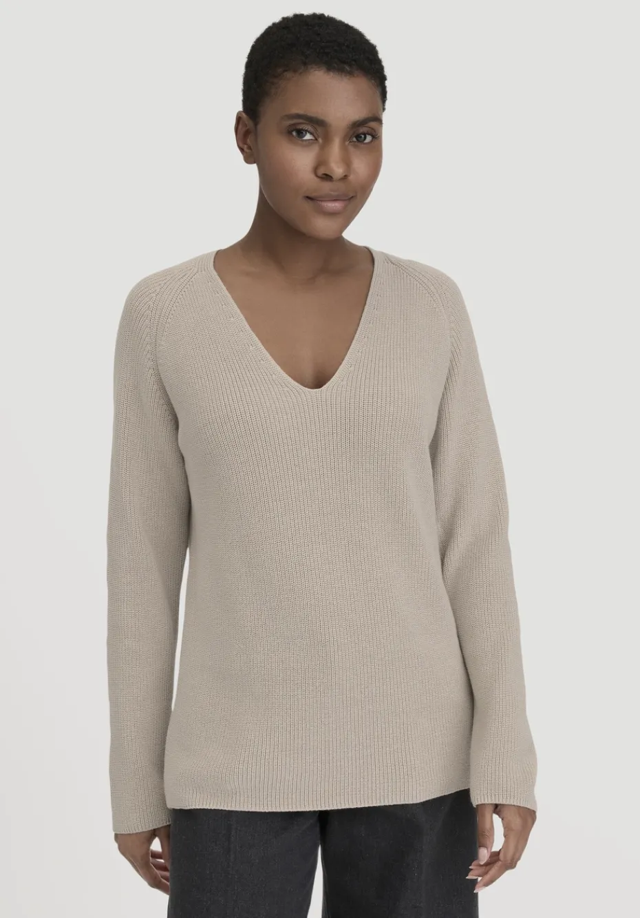 hessnatur Strick Pullover Regular aus reiner Bio-Baumwolle von taupe Clearance