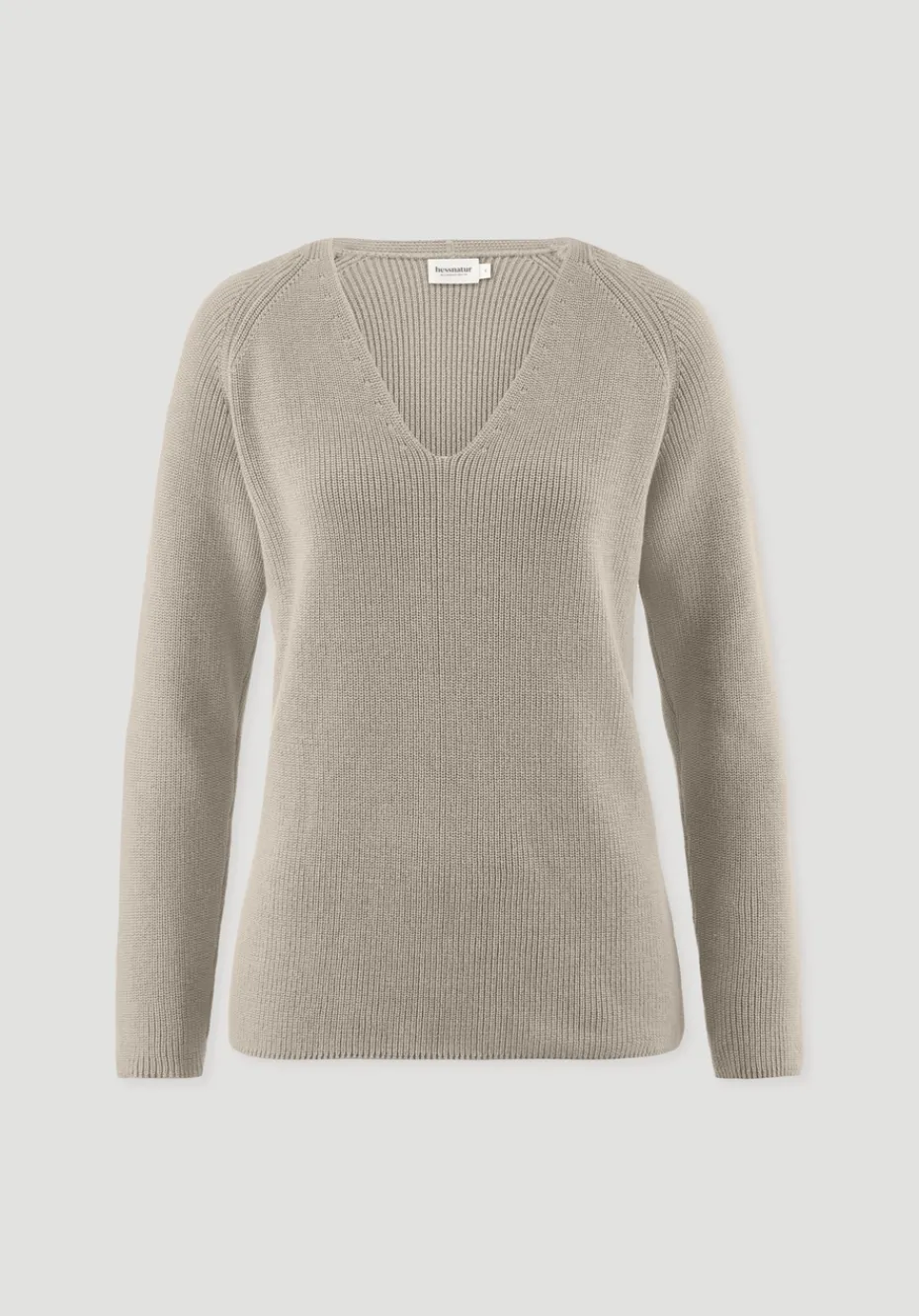 hessnatur Strick Pullover Regular aus reiner Bio-Baumwolle von taupe Clearance