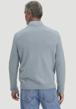 hessnatur Strick Pullover Regular aus Bio-Merinowolle mit Bio-Baumwolle von helles jeansblau Sale