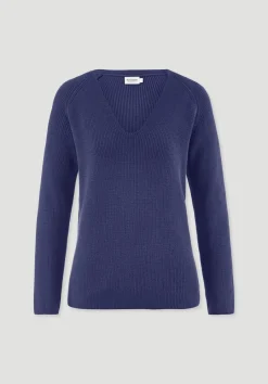 hessnatur Strick Pullover Regular aus reiner Bio-Baumwolle von irisblau Outlet