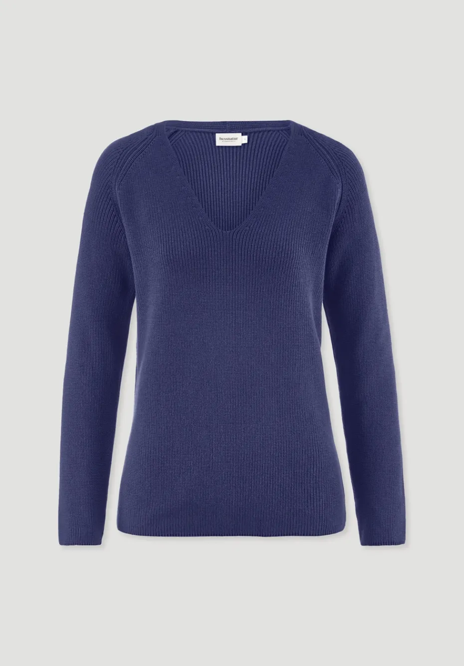 hessnatur Strick Pullover Regular aus reiner Bio-Baumwolle von irisblau Outlet