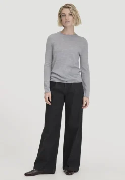 hessnatur Strick Pullover Regular aus reiner Bio-Merinowolle von hellgrau Outlet