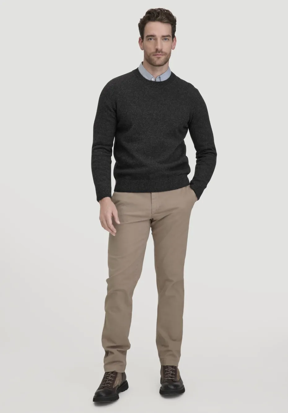 hessnatur Strick Pullover Regular aus Bio-Merinowolle mit Bio-Baumwolle von anthrazit Discount