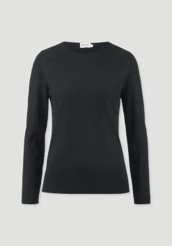 hessnatur Strick Pullover Regular aus reiner Bio-Merinowolle von schwarz Sale