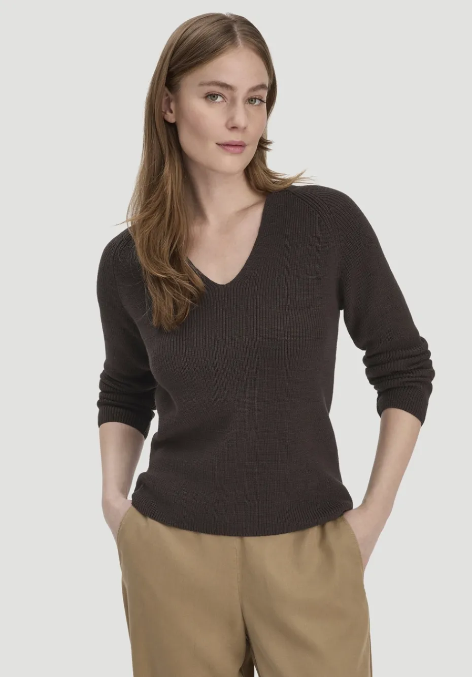 hessnatur Strick Pullover Regular aus reiner Bio-Baumwolle von kakao braun