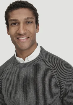 hessnatur Strick Pullover Regular aus Bio-Baumwolle mit Bio-Merinowolle von dunkelgrau Sale