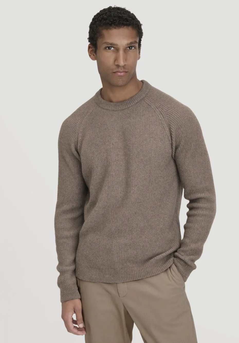 hessnatur Strick Pullover Regular aus Bio-Baumwolle mit Bio-Merinowolle von camel Clearance