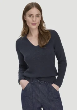 hessnatur Strick Pullover Regular aus reiner Bio-Baumwolle von marine Sale