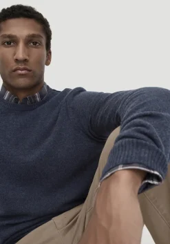 hessnatur Strick Pullover Regular aus Bio-Merinowolle mit Cashmere von dunkelblau Outlet