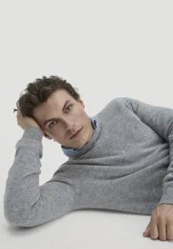 hessnatur Strick Pullover Regular BETTER RECYCLING aus reinem Cashmere von hellgrau Hot