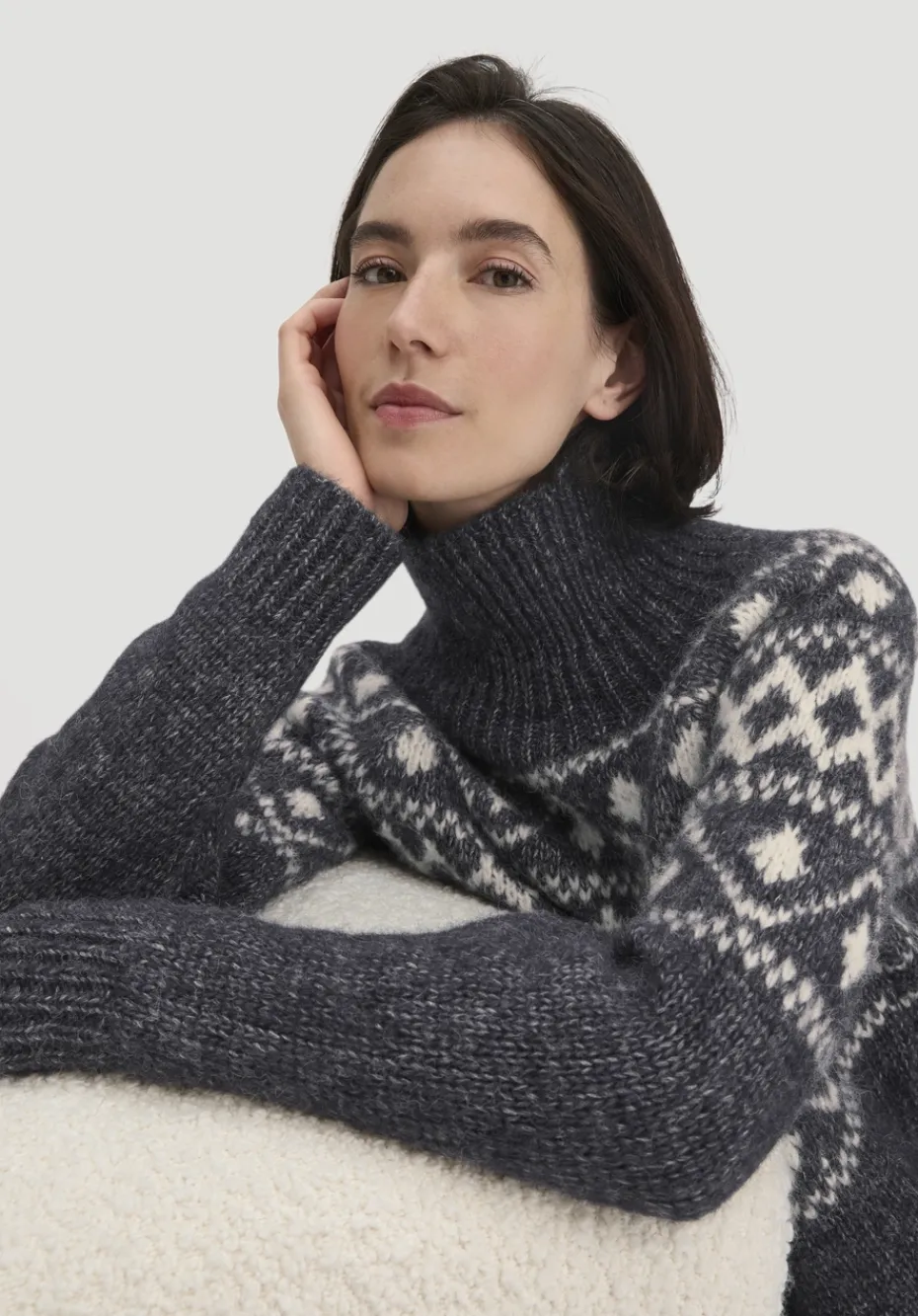 hessnatur Strick Pullover Relaxed aus Alpaka mit Bio-Baumwolle von marine Outlet