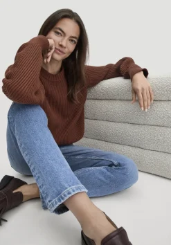 hessnatur Strick Pullover Relaxed aus reiner Bio-Baumwolle von dunkles rost New