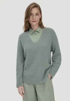 hessnatur Strick Pullover Relaxed aus reinem Alpaka von mattgrün