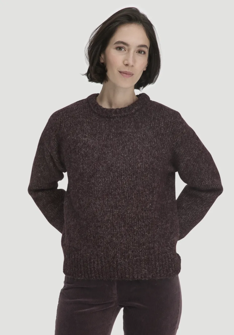 hessnatur Strick Pullover Relaxed aus Alpaka mit Bio-Baumwolle von schwarzbeere Sale