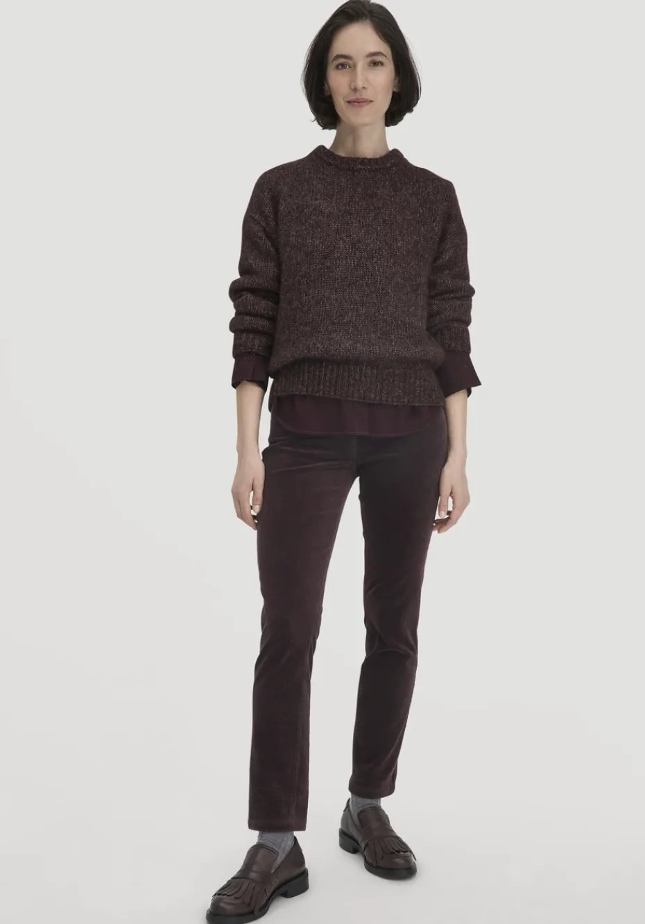 hessnatur Strick Pullover Relaxed aus Alpaka mit Bio-Baumwolle von schwarzbeere Sale