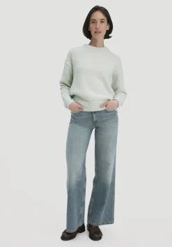 hessnatur Strick Pullover Relaxed aus Alpaka mit Bio-Baumwolle von hellblau