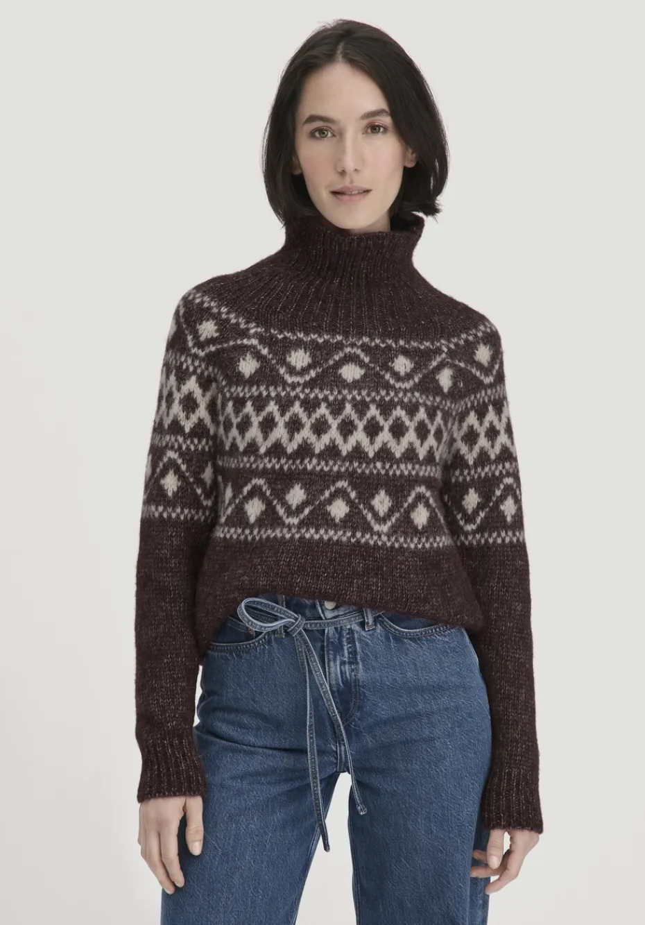 hessnatur Strick Pullover Relaxed aus Alpaka mit Bio-Baumwolle von schwarzbeere Online