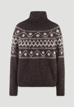 hessnatur Strick Pullover Relaxed aus Alpaka mit Bio-Baumwolle von schwarzbeere Online