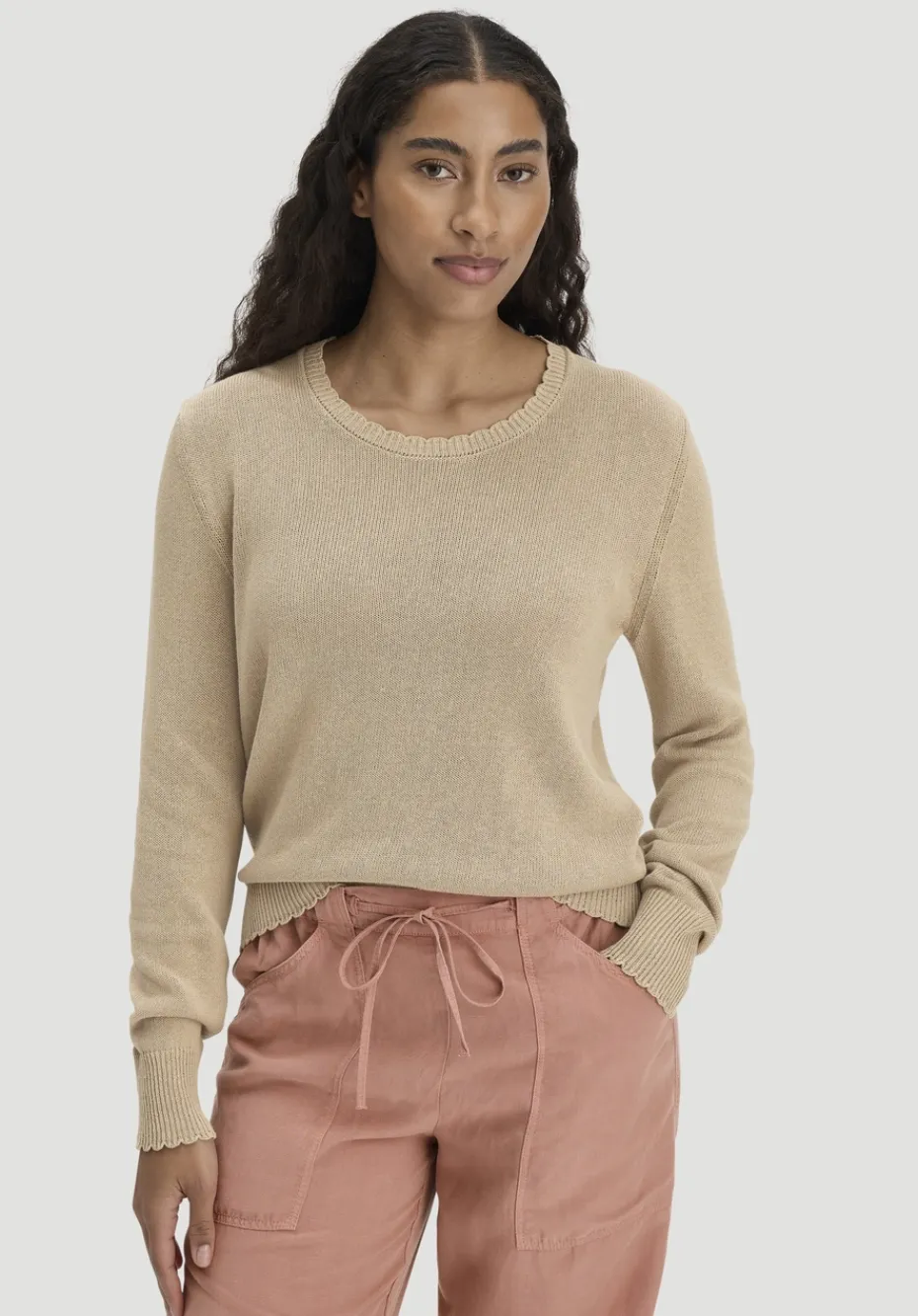 hessnatur Strick Pullover Relaxed aus Leinen mit Bio-Baumwolle und LENZING™ ECOVERO von taupe Outlet