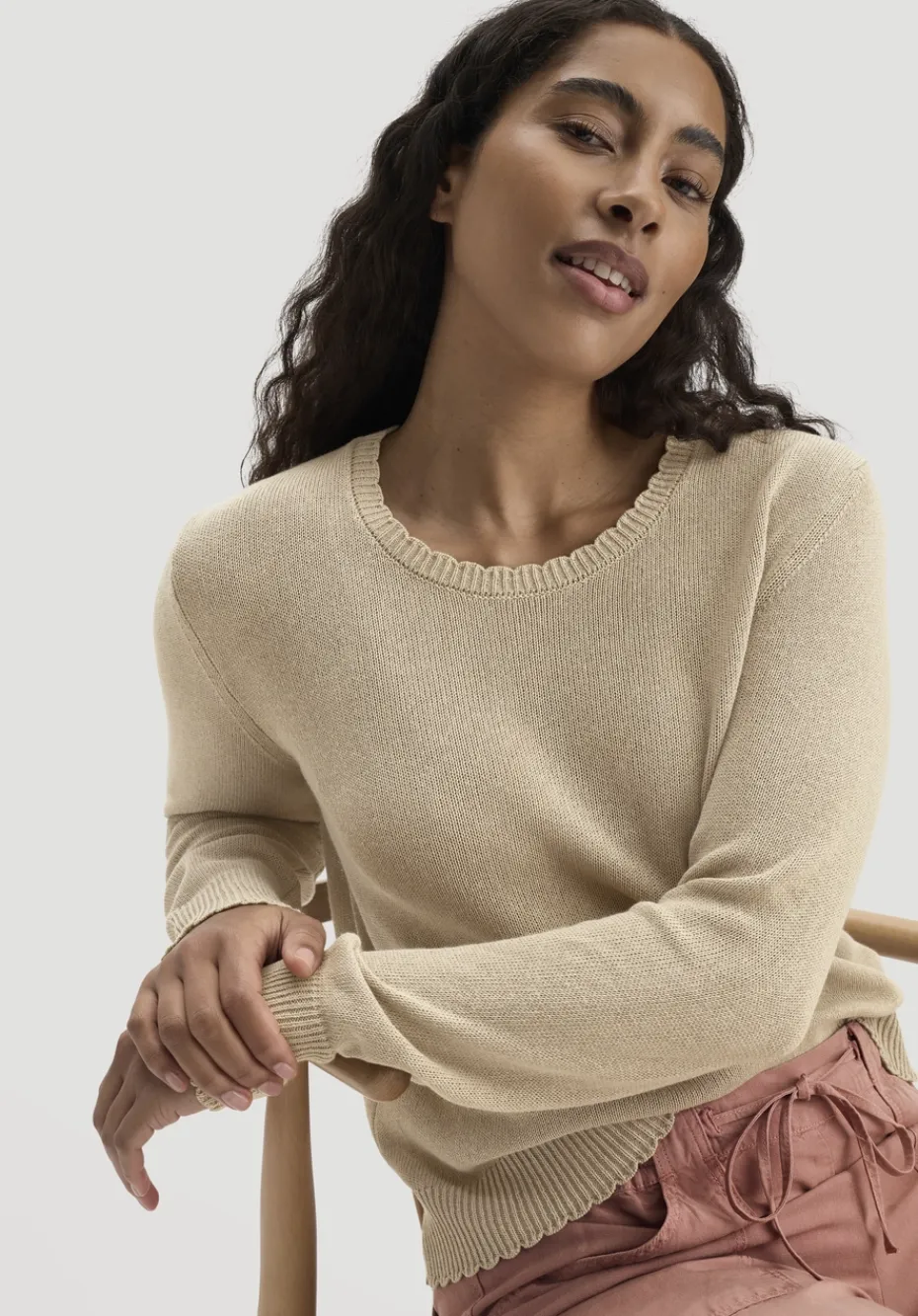 hessnatur Strick Pullover Relaxed aus Leinen mit Bio-Baumwolle und LENZING™ ECOVERO von taupe Outlet