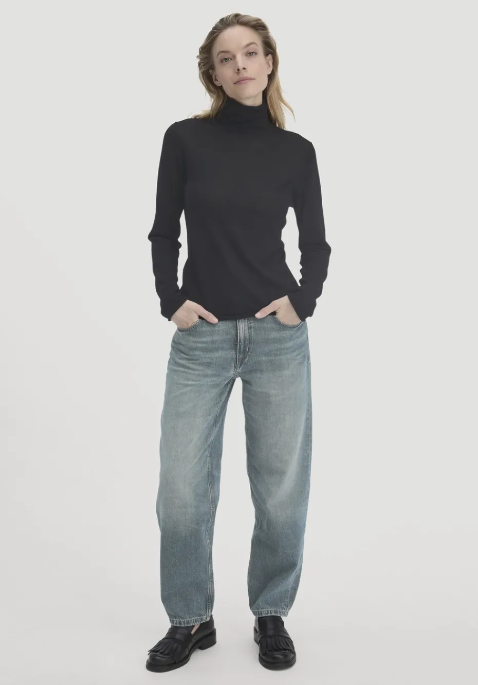 hessnatur Strick Rollkragen Pullover Slim aus reiner Bio-Merinowolle von schwarz Outlet