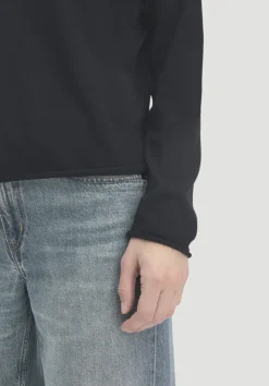 hessnatur Strick Rollkragen Pullover Slim aus reiner Bio-Merinowolle von schwarz Outlet