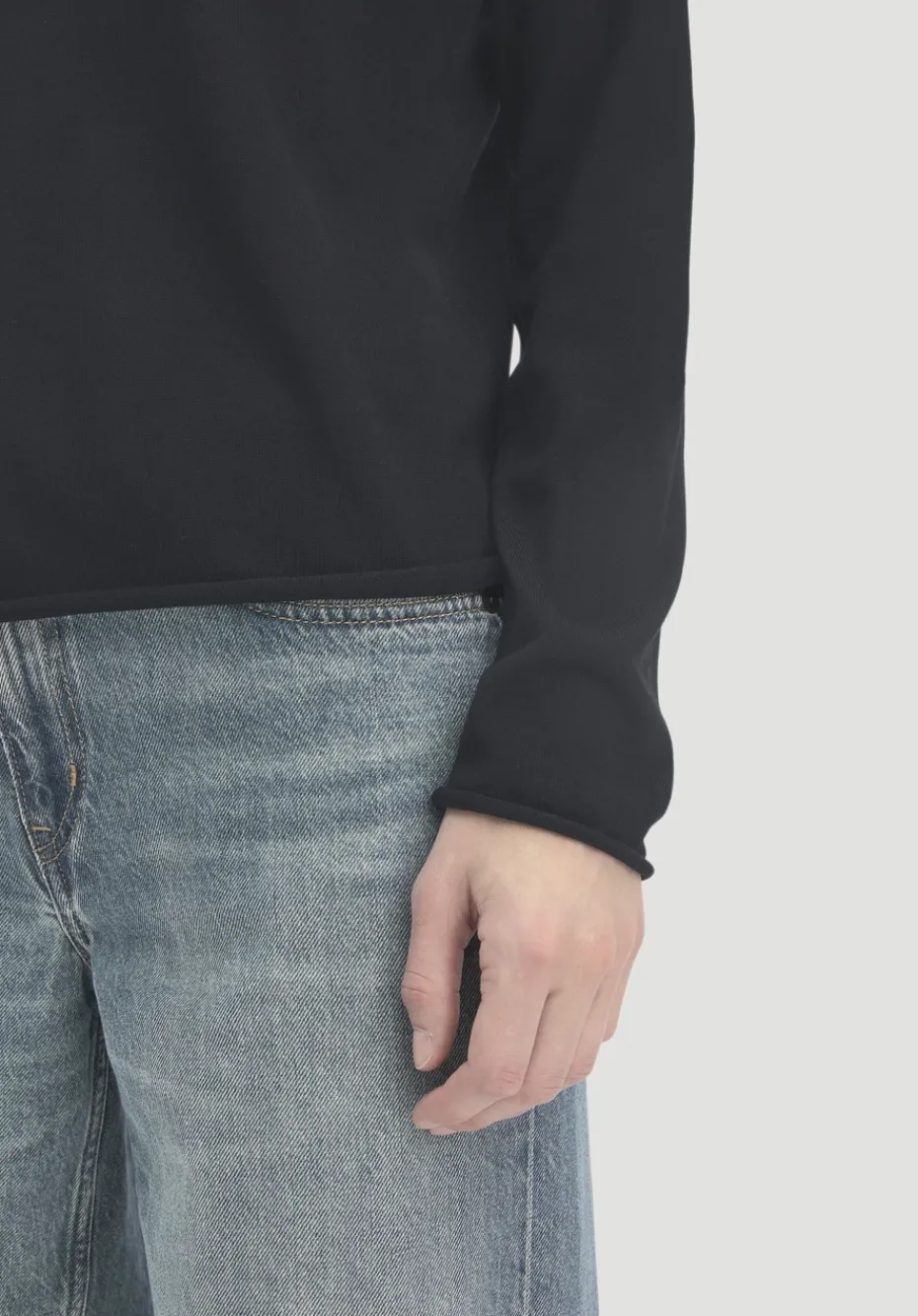 hessnatur Strick Rollkragen Pullover Slim aus reiner Bio-Merinowolle von schwarz Outlet