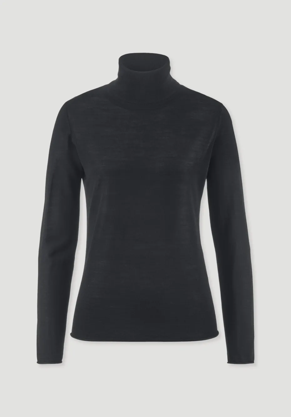 hessnatur Strick Rollkragen Pullover Slim aus reiner Bio-Merinowolle von schwarz Outlet