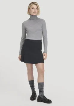 hessnatur Strick Rollkragen Pullover Slim aus reiner Bio-Merinowolle von hellgrau Outlet