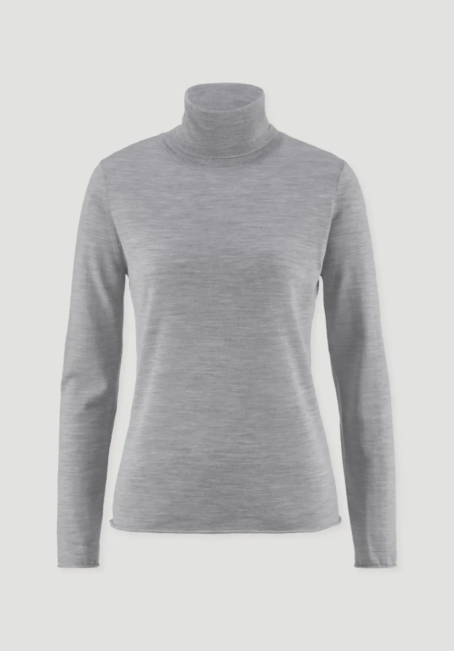 hessnatur Strick Rollkragen Pullover Slim aus reiner Bio-Merinowolle von hellgrau Outlet