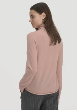 hessnatur Strick Rollkragen Pullover Slim aus reiner Bio-Merinowolle von rosé New