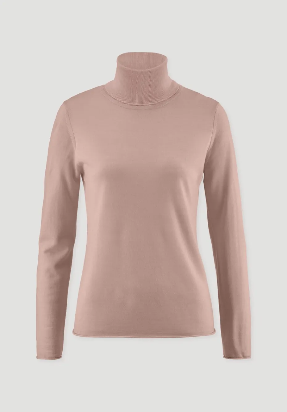 hessnatur Strick Rollkragen Pullover Slim aus reiner Bio-Merinowolle von rosé New