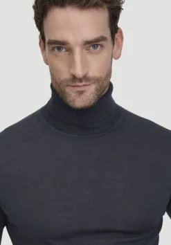 hessnatur Strick Rollkragen Pullover Regular aus reiner Bio-Merinowolle von marine Clearance