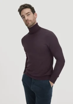 hessnatur Strick Rollkragen Pullover Regular aus reiner Bio-Merinowolle von schwarzbeere Online