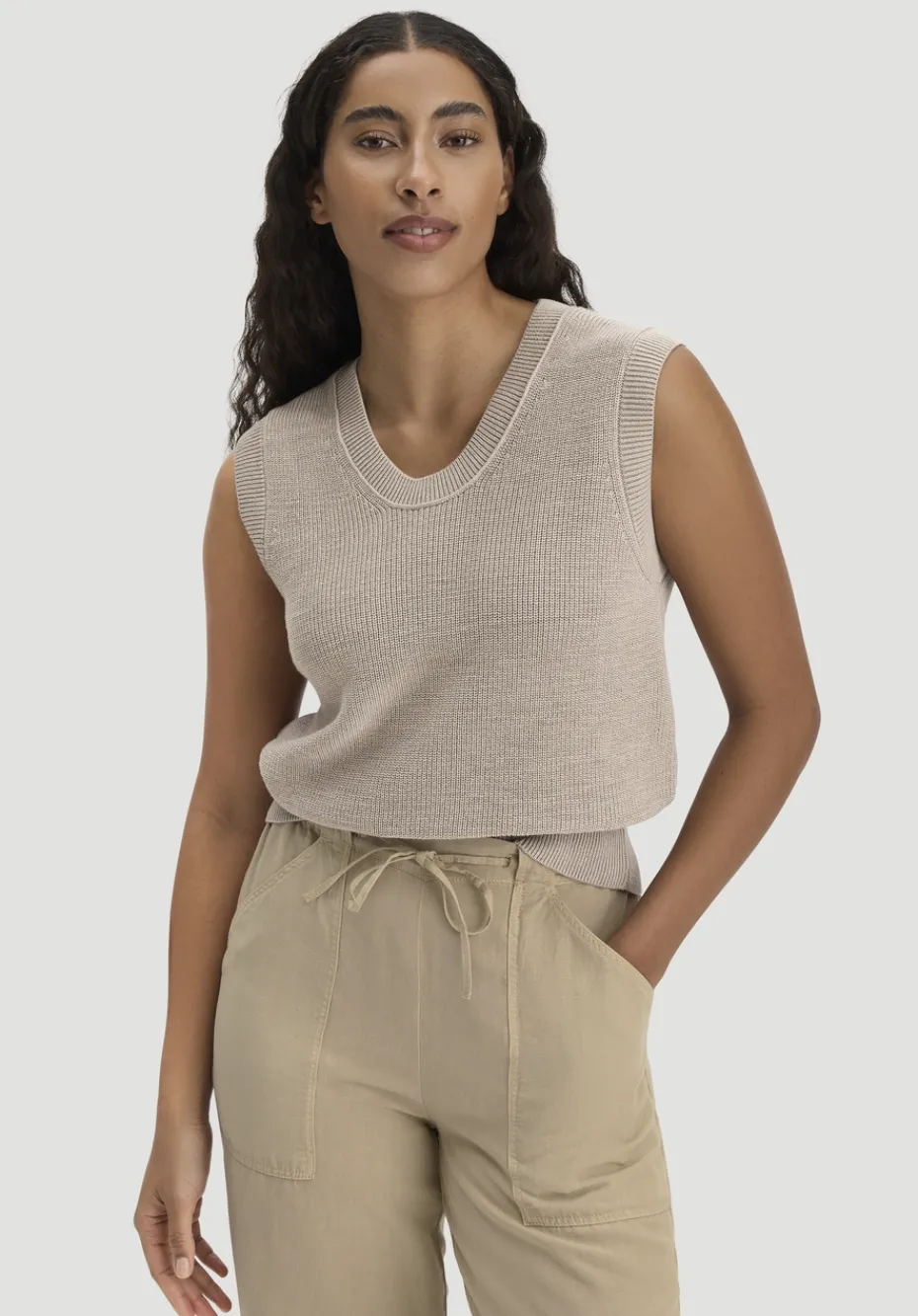 hessnatur Strick Top Regular aus reiner Bio-Baumwolle von taupe Online