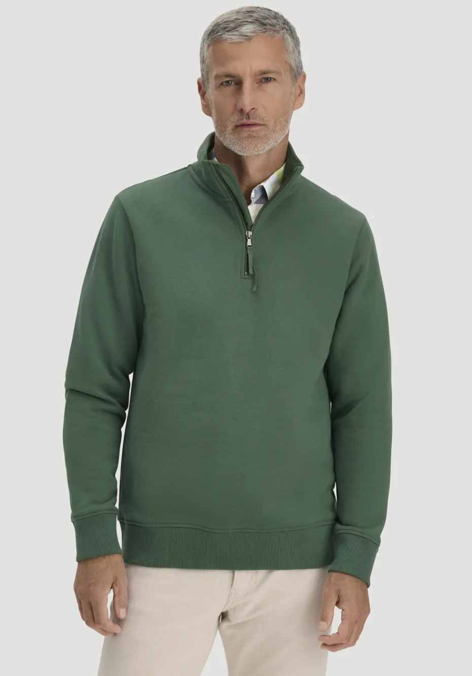 hessnatur Sweat Troyer Regular BETTER RECYCLING aus reiner Bio-Baumwolle von efeugrün Clearance