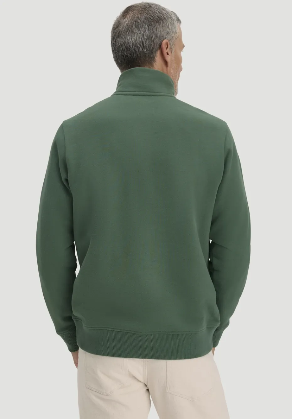 hessnatur Sweat Troyer Regular BETTER RECYCLING aus reiner Bio-Baumwolle von efeugrün Clearance