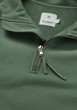 hessnatur Sweat Troyer Regular BETTER RECYCLING aus reiner Bio-Baumwolle von efeugrün Clearance