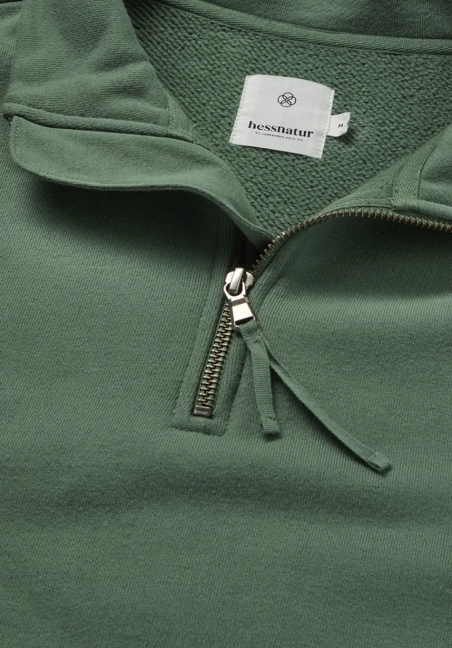 hessnatur Sweat Troyer Regular BETTER RECYCLING aus reiner Bio-Baumwolle von efeugrün Clearance