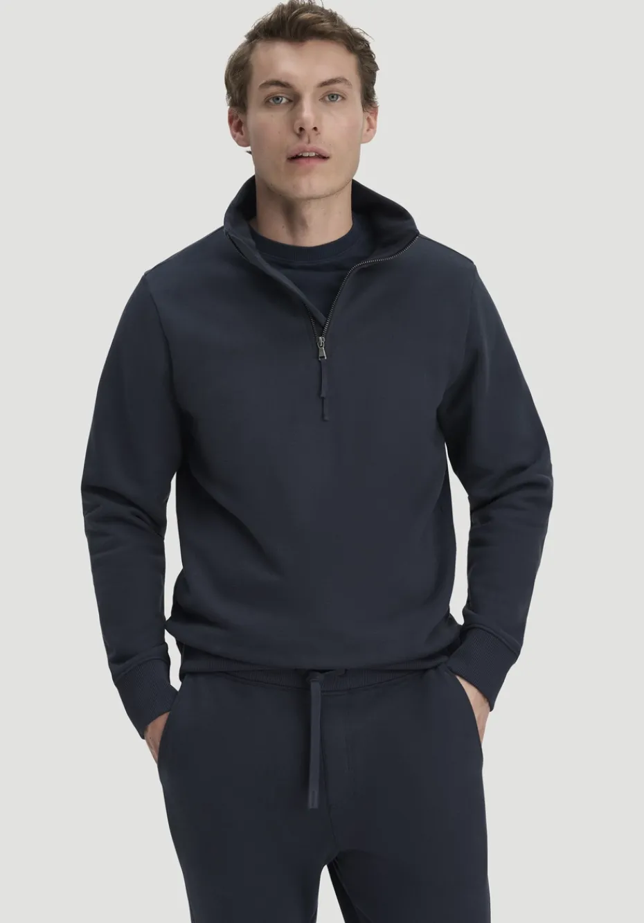 hessnatur Sweat Troyer Regular BETTER RECYCLING aus reiner Bio-Baumwolle von marine Online