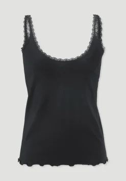 hessnatur Tanktop COTTON FEEL LACE aus Bio-Baumwolle von schwarz Sale