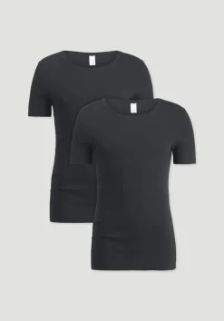 hessnatur T-Shirt im 2er-Pack PURE NATURE aus reiner Bio-Baumwolle von schwarz