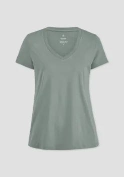 hessnatur T-Shirt Regular aus Regenerative Organic Cotton (ROC) von mattgrün Sale