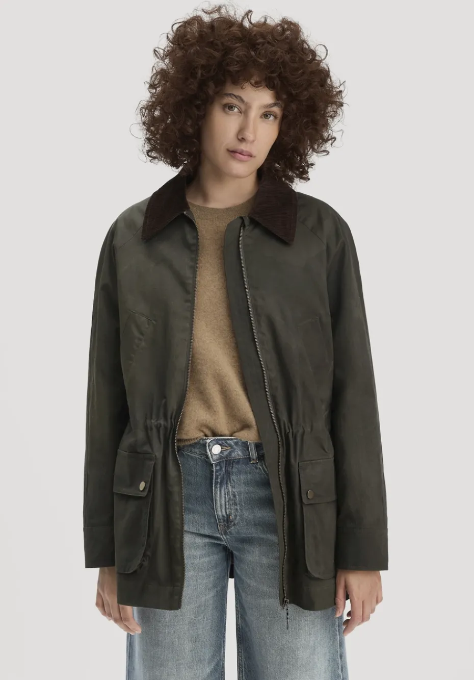 hessnatur Wachsjacke Regular aus reiner Bio-Baumwolle von oliv Discount