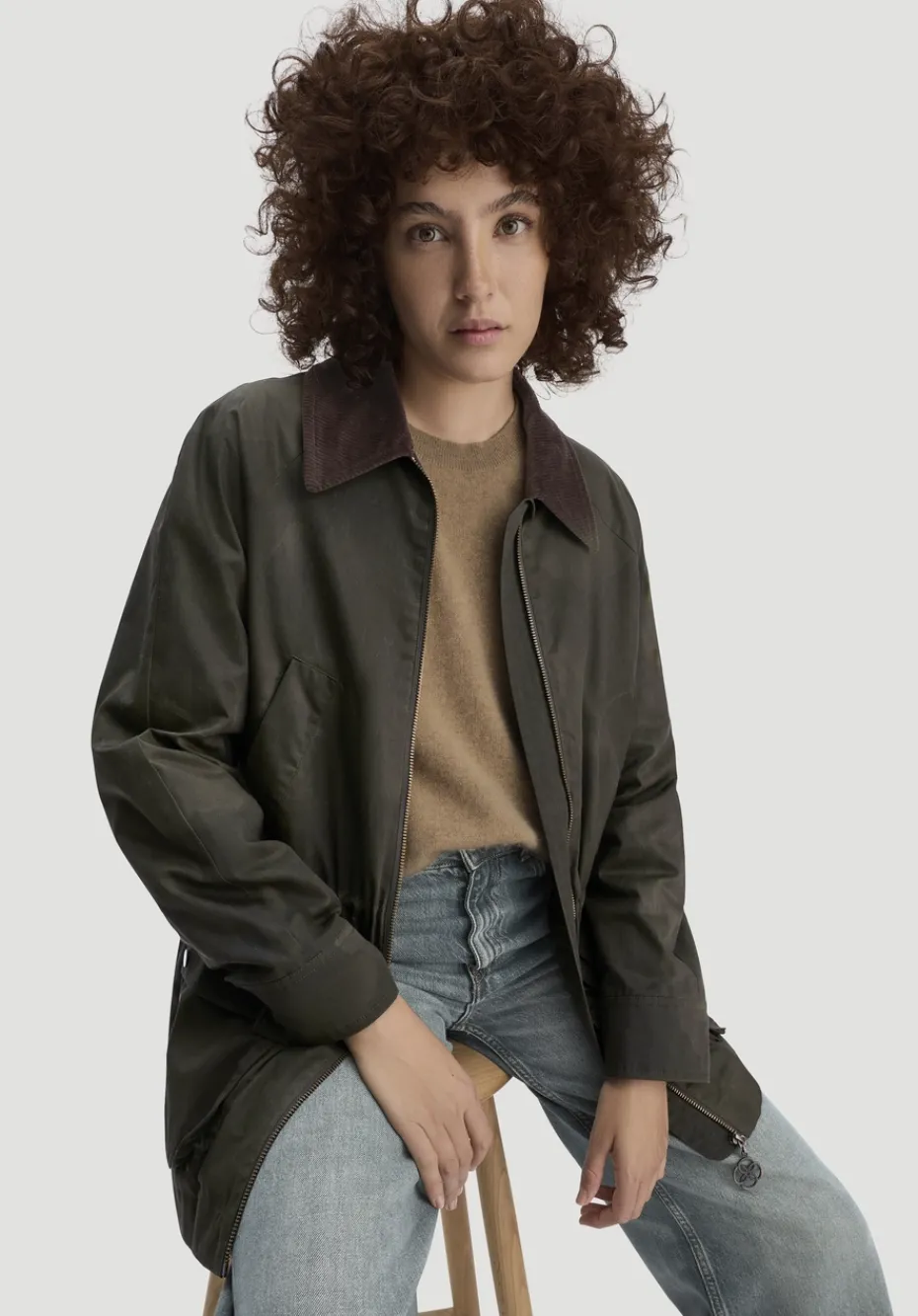 hessnatur Wachsjacke Regular aus reiner Bio-Baumwolle von oliv Discount
